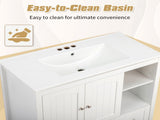 Without Basin White MDF spray paint double door double drawer with decorative strips bathroom 20663025