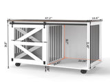 47.2" Mobile Dog Crate with Flip-Top Feeding Door, Dual-Access & 5 Caster System , Side 26308140
