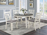 Dining Room Furniture Set of 2 Chairs Gray Fabric Cushion Seat White Clean Lines Side Chairs B01163917