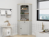 68" Tall Corner Cabinet, Freestanding Corner Storage Cabinet with 1 Door, 1 drawer and a Adjustable W282P442195