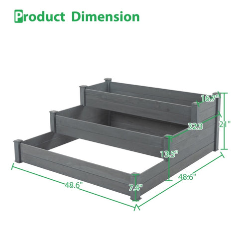 ZUN 48.6 x 48.6 x 21in Raised Garden Bed Horticulture Outdoor Elevated Flower Box Tiered Garden Bed 52757294