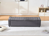 48" Storage Bedroom Bench for End of Bed, Faux Linen Upholstered Storage Ottoman with Arms for 62103728