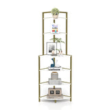 ZUN 6-Tier Corner Open Shelf Modern Bookcase Wood Rack Freestanding Shelving Unit,Plant Album Trinket W2167P207457