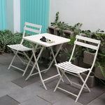 ZUN 3 Piece Patio Bistro Set of Foldable Square Table and Chairs, White W1586P143181