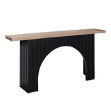 Modern Minimalist Console Table with Black Arch Base and Natural Wood Top,66in Length Console W2729P199007