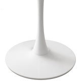 ZUN 32"Modern Round Dining Table with Printed White Marble Table Top,Metal Base Dining Table, End Table W75764013