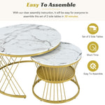 ZUN ON-TREND Φ27.5'' & Φ17.7'' Nesting Coffee Table with Marble Grain Table Top, Golden WF320405AAK