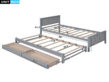 Twin Size Platform Bed with Trundle and Drawers, Gray WF298815AAE
