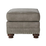 ZUN Leinster Faux Leather Upholstered Nailhead Ottoman T2574P196951