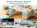 White Computer Desk with Drawers for Storage - 48 inch Home Office Desk with 8 Fabric Drawers, 66842300