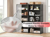 61''H Dustproof 5-Tier Simple Closet Cabinet with Plastic Curtain, 10-Cubby Storage Rack, Shelf 74307226
