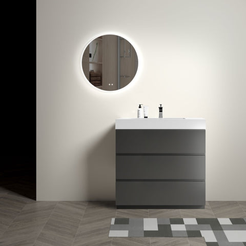 ZUN 36" Gray Bathroom Vanity with Sink, Large Storage Freestanding Bathroom Vanity for Modern Bathroom, 52387017