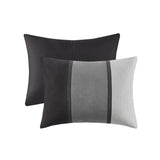 7 Piece Faux Suede Comforter Set Black King B03597216