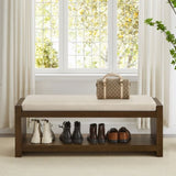 47" Accent Bench with Lower Shelf Shoe Rack, Padded Seating Bench for Living Room, Modern Compact W2186P292098