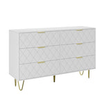 ZUN Modern white 6 Drawers Bedroom,Wooden drawers with Gold Handles, Chest Dresser with Deep Drawers 77731240