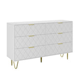 ZUN Modern white 6 Drawers Bedroom,Wooden drawers with Gold Handles, Chest Dresser with Deep Drawers 77731240