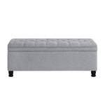 ZUN Upholstered tufted button storage bench ,Linen fabric entry bench with spindle wooden legs, Bed W2186P151309