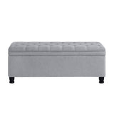 ZUN Upholstered tufted button storage bench ,Linen fabric entry bench with spindle wooden legs, Bed 54199735