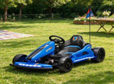 Kids Electric Drift Go Kart 24V, Dual Motor Soft Start Ride-On Kart with PU Wheels, Blue 08859153