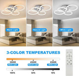 Modern LED Flush Mount Ceiling Light with Dimmable Remote Control, 6Rings Acrylic for Bedroom, 98567404