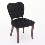 French Vintage Tufted Upholstered Fabric Dining Chair,Set of 2,Black,SW1869BK W1143P214542