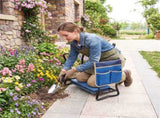 Blue 2-in-1 Garden Folding Stool Kneeler, 300LBS Capacity & Built-in Tool Pouch, Comfortable EVA 91592986