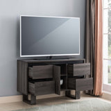ZUN Media Center Cabinet, TV Stand with 4 Storage Drawers and Center Shelving- Distressed Grey & Black B107130942