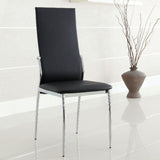 ZUN Set of 2 Padded Black Leatherette Dining Chairs in Chrome Finish B016P156843