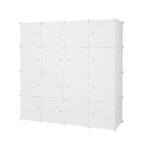 ZUN 4-layer 16 Cube Organizer Stackable Plastic Cube Storage, Plastic + Steel Wire with 3 Clothes Rails, 59827635