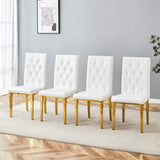 4 piece set of white armless dining chairs brings a touch of elegance and mystery to the dining area W1151131992