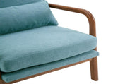 High Back Solid Wood Armrest Backrest Iron Frame Linen Indoor Leisure Chair Teal 05799351
