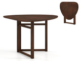 31.5" Small Folding Dining Table, Walnut Solid Wood Foldable Kitchen Table for 2 People 10727353