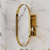 20x34 Inch Oval Recessed Medicine Cabinet, Metal Framed Bathroom Wall Cabinet with Mirror and W1435P210490