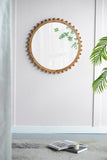 ZUN D34" Wood Round Mirror with Beaded Frame, Circle Wall Mirror for Living Room Bedroom Entryway W2078126450