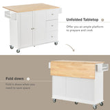 ZUN Rolling Mobile Kitchen Island with Solid Wood Top Locking Wheels,52.7 Inch Width,Storage Cabinet 01559303