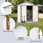 ZUN Outdoor storage sheds 4FTx6FT Apex roof White+Yellow W135057439