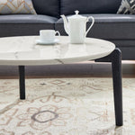 ZUN Living Room Coffee Table: Modern and stylish 36 inch round small coffee table, imitation marble W1781P178603