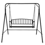 ZUN 176*128*180cm Flat Top 250kg Garden Iron Swing Frame Black （ONLY frame） 76269217