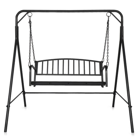 ZUN 176*128*180cm Flat Top 250kg Garden Iron Swing Frame Black （ONLY frame） 76269217