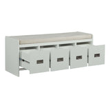 Beige and White Bench with Storage B062P209176