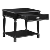 Classic Design Black Finish End Table with Drawer and Bottom Shelf Wooden Traditional Living Room B011P175460