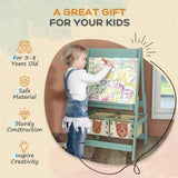 Art Easel with Paper Roll, Blackboard, Whiteboard, Storage, Green 05198404