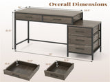 5 Drawer Computer Desk Reversible Drawers & Printer Shelf, Industrial Home Office Writing Desk 65858201