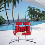 ZUN 2 Person Outdoor Rattan Hanging Chair Patio Wicker Egg Chair W87472177