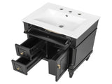 24 Inch Bathroom Vanity with Sink, Black Freestanding Bathroom Cabinet with Flip Drawer, Adjustable 84849124