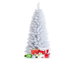 5 Feet White Artificial Christmas Pencil Tree with Folding Metal Stand 08228370