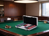 Poker Chip Set with Case, 200 Striped Chips, 2 Card Decks, 5 Dice, Dealer Button, Complete Poker 10664689