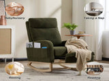 Modern Accent Rocking Chair Rocking Chair with Solid Wood Legs, Upholstered Nursery Glider Rocker, 59526462