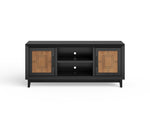 ZUN 65 inch TV Stand for TVs up to 75 inches, No Assembly Required, Black and Bourbon Finish B108P193088