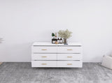 High Glossy Surface 6 Drawers Chest of Drawer with Golden Handle and Golden Steel Legs White Color W2139134915